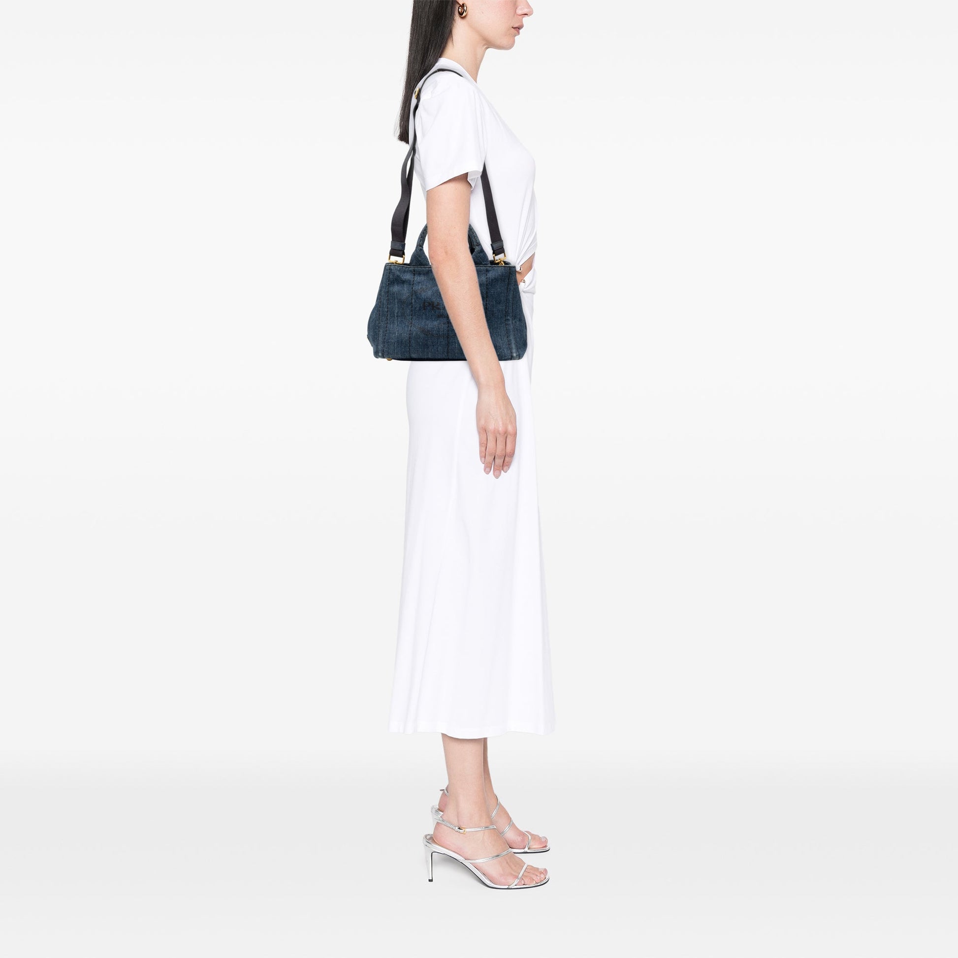 Prada Small Denim Canapa Logo Satchel