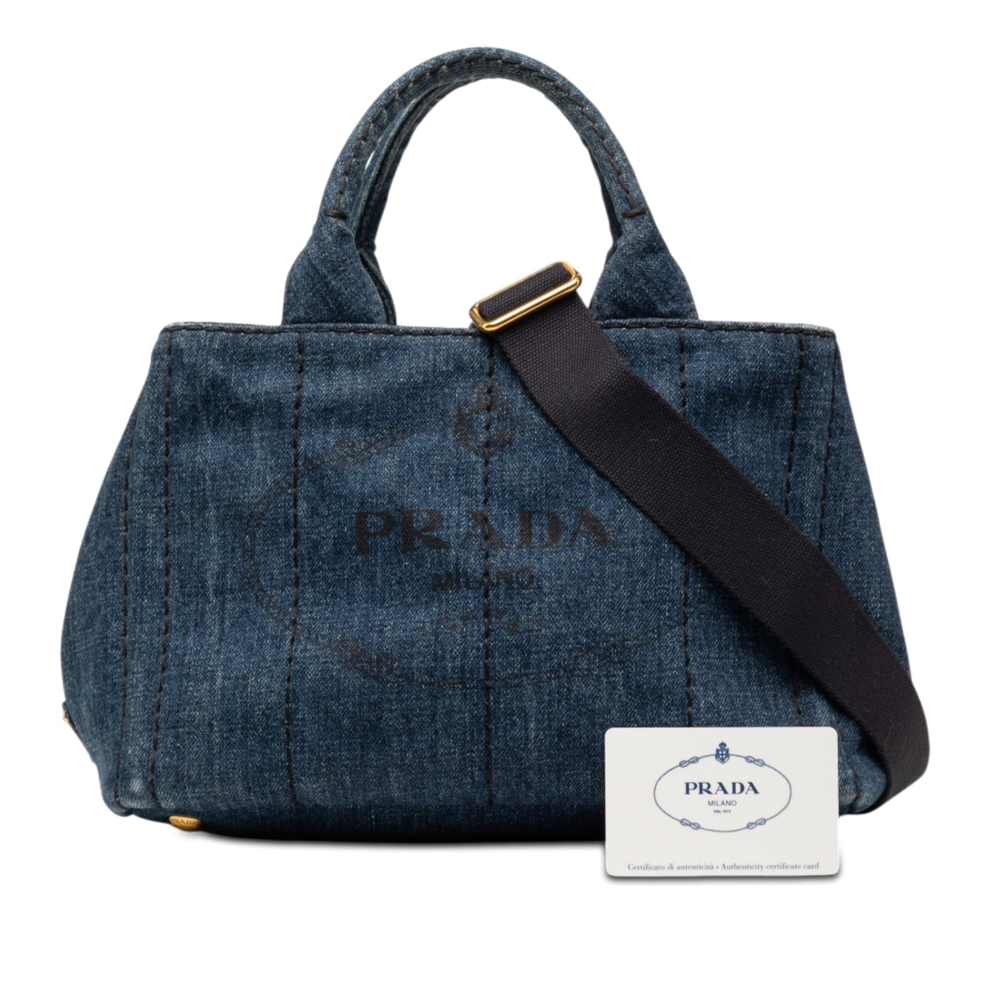 Prada Small Denim Canapa Logo Satchel