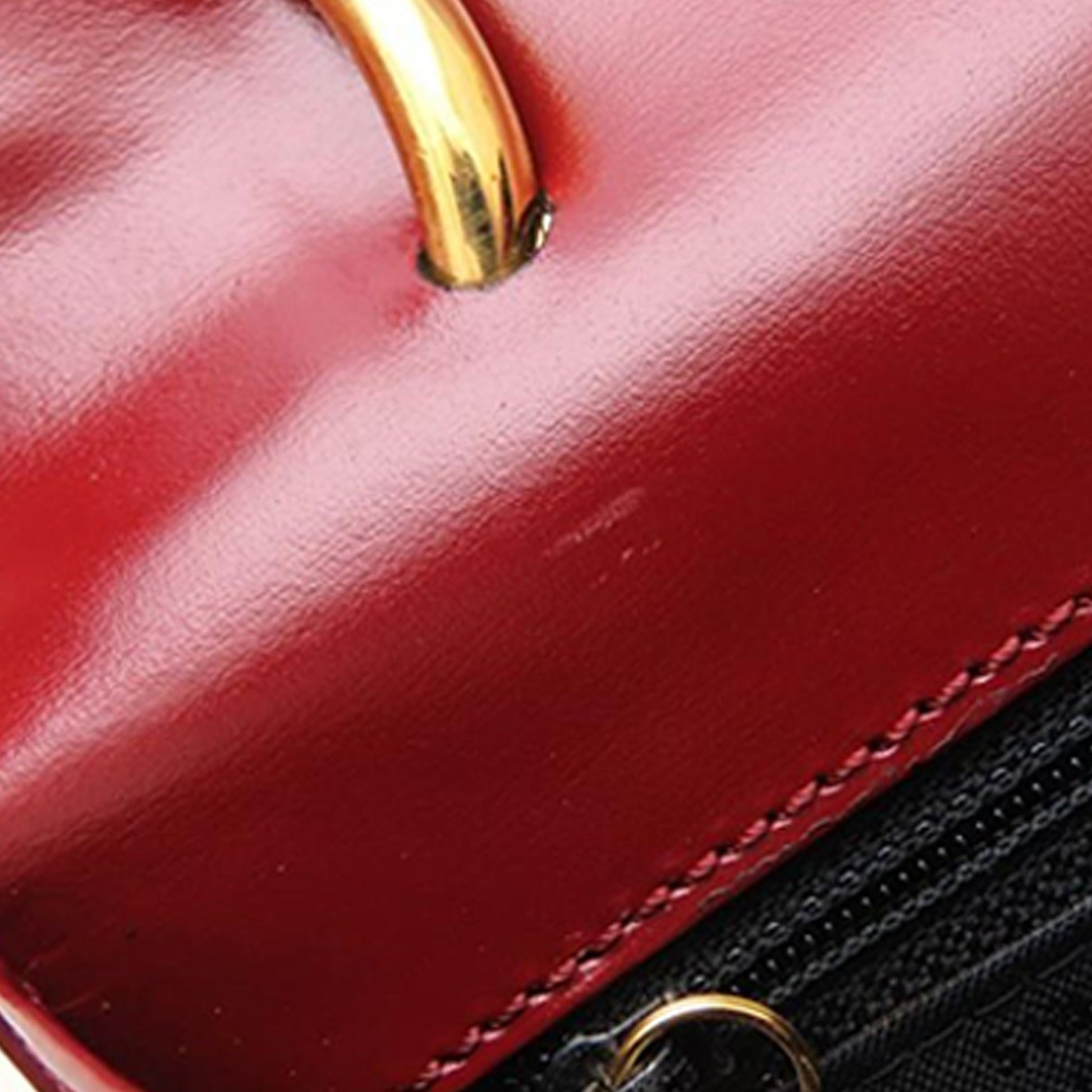 Celine Leather Double Flap Top Handle Bag