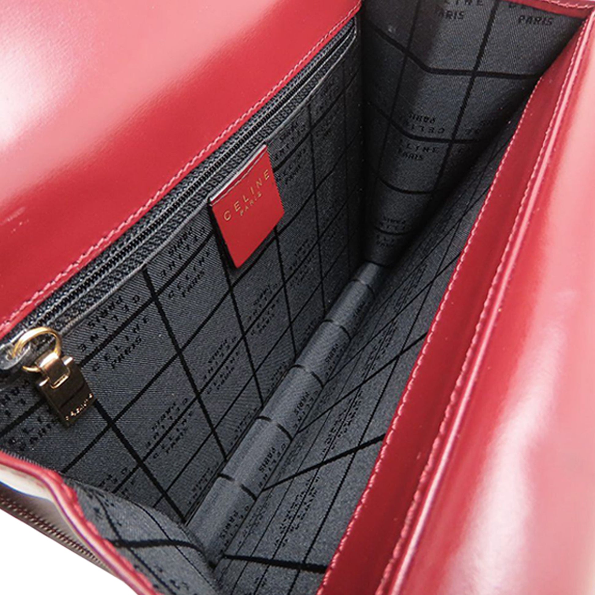 Celine Leather Double Flap Top Handle Bag