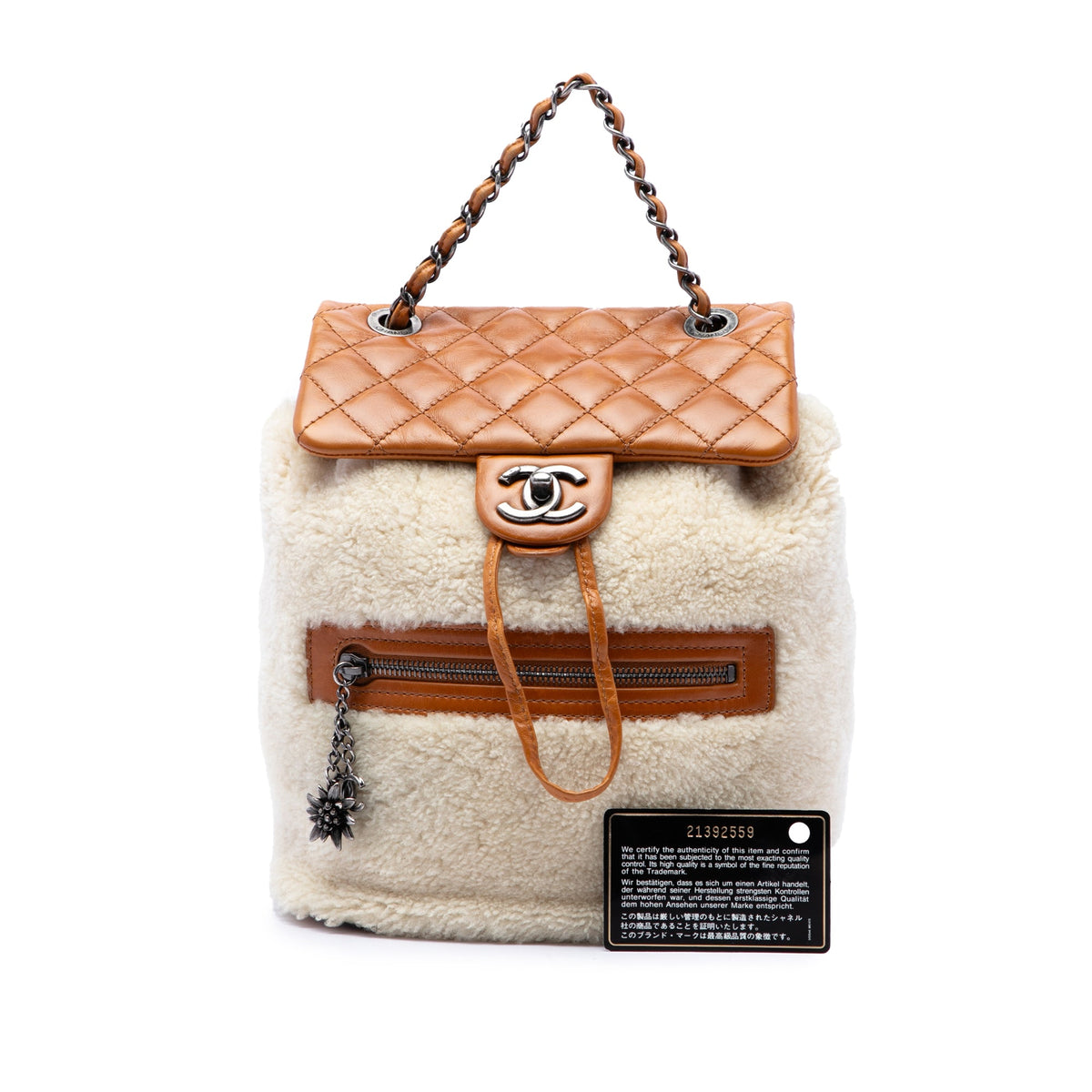 Chanel Small Shearling and Glazed Calfskin Mountain Backpack — Brown