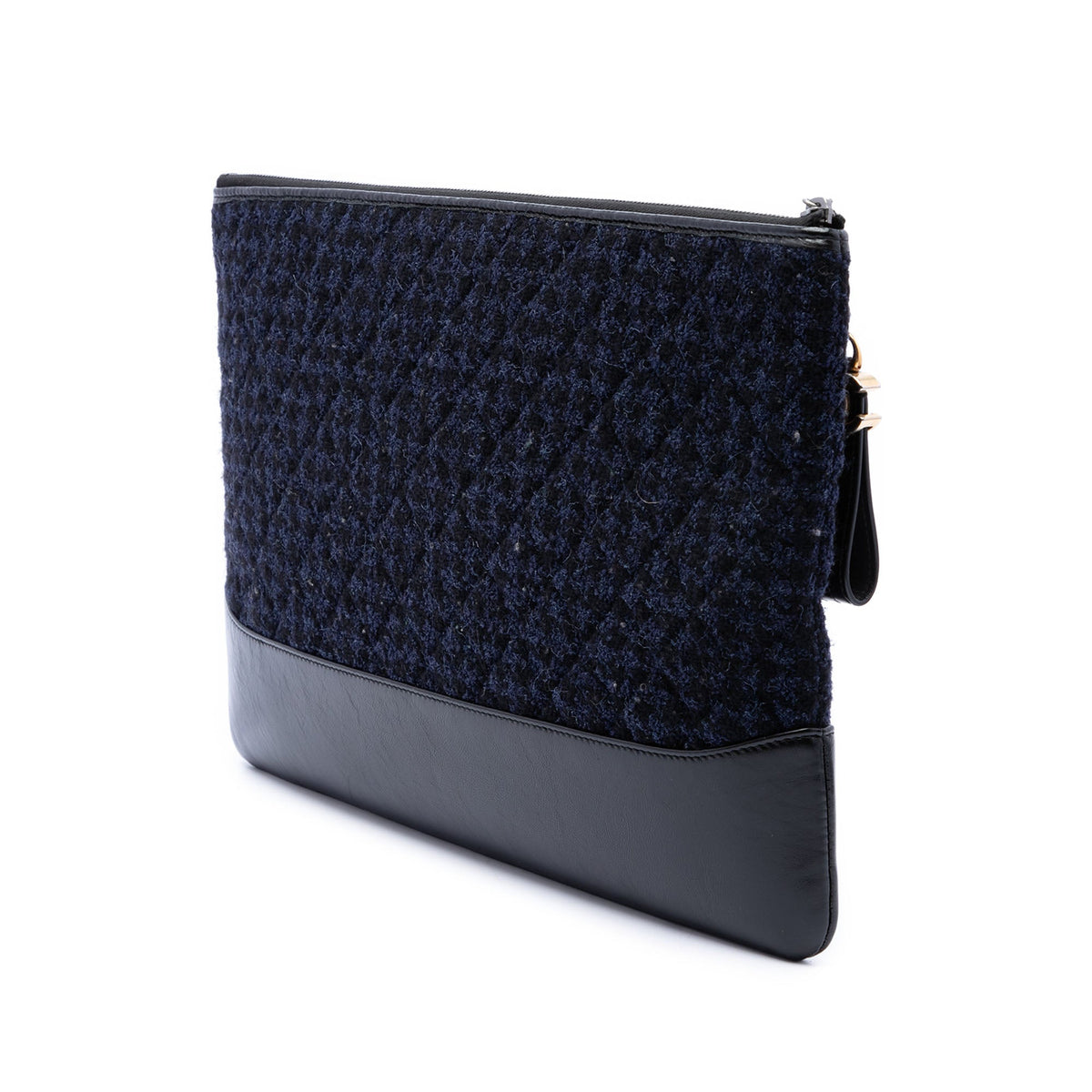 Chanel Large Tweed and Calfskin Embroidered Gabrielle O Case Clutch