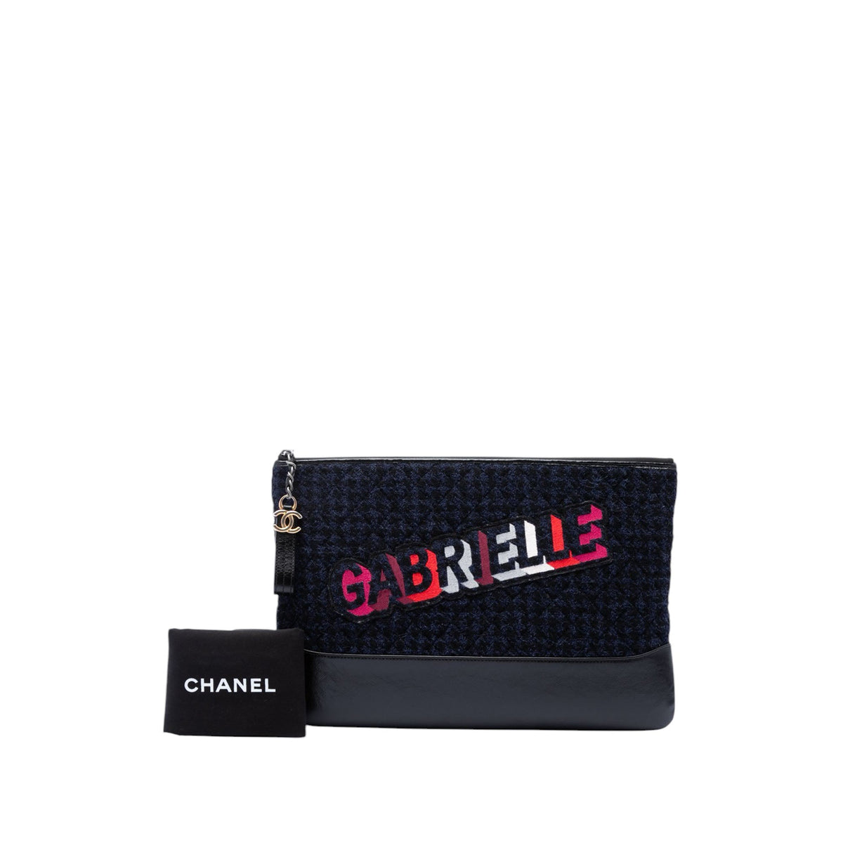 Chanel Large Tweed and Calfskin Embroidered Gabrielle O Case Clutch