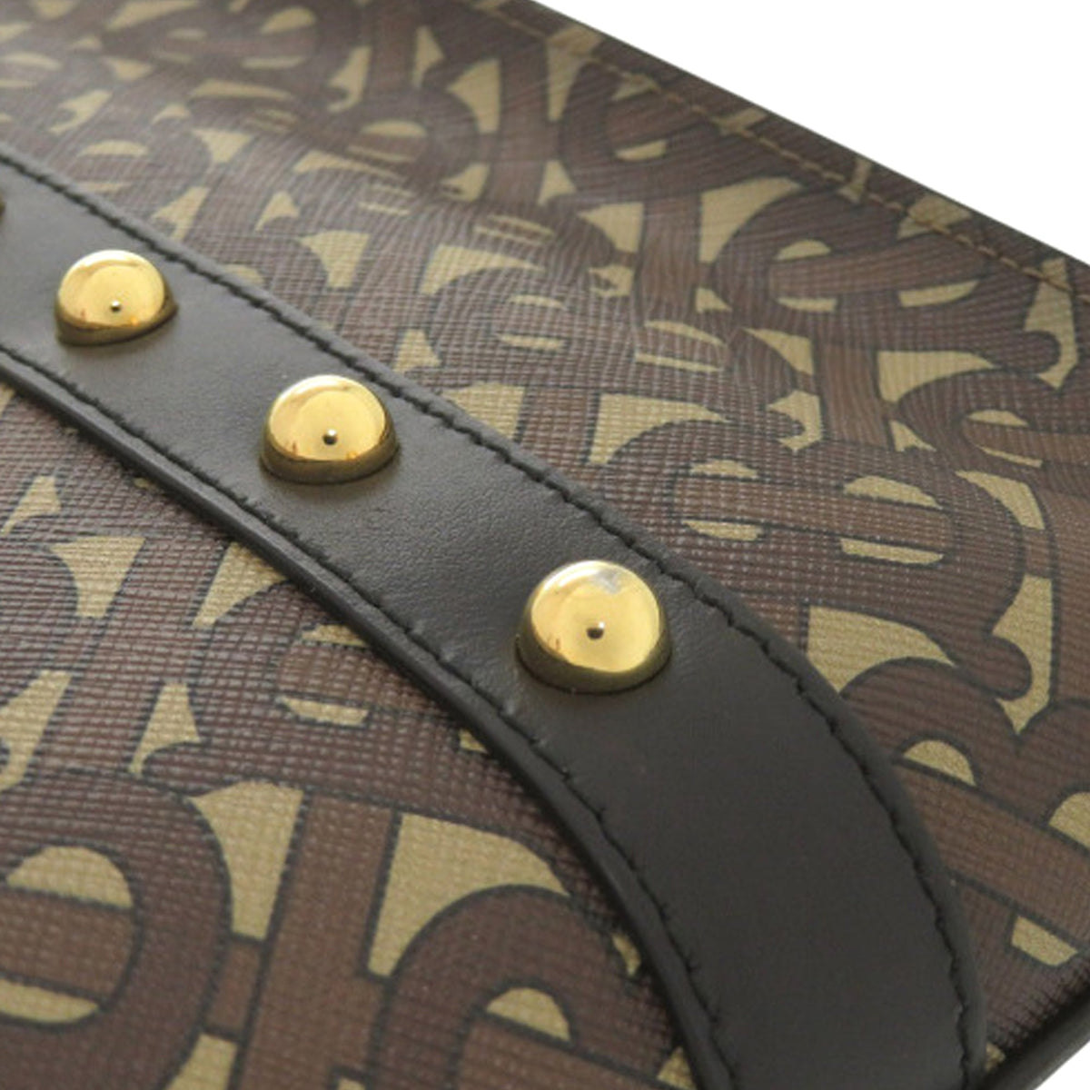 Burberry Small TB Monogram E Canvas and Studded Leather Vertical Tote