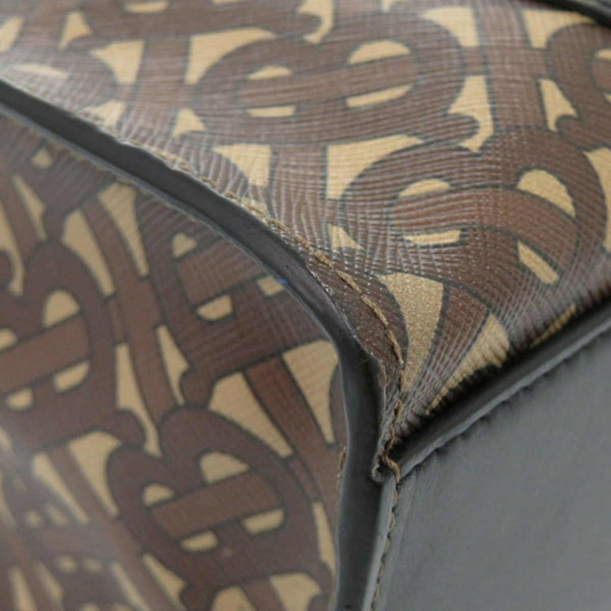 Burberry Small TB Monogram E Canvas and Studded Leather Vertical Tote