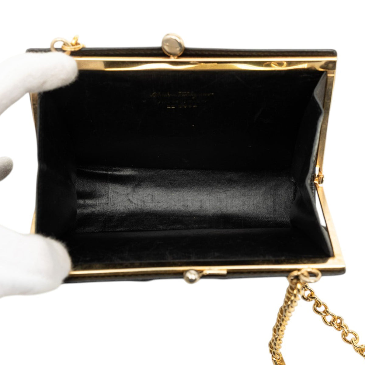 Ferragamo Leather Vara Bow Kiss Lock Chain Crossbody