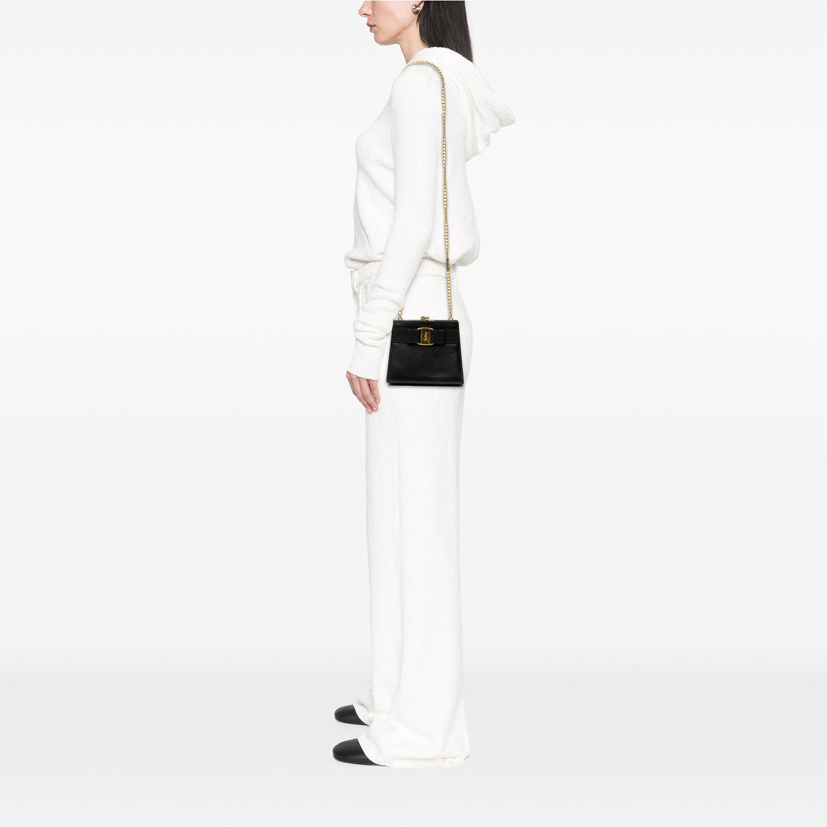 Ferragamo Leather Vara Bow Kiss Lock Chain Crossbody