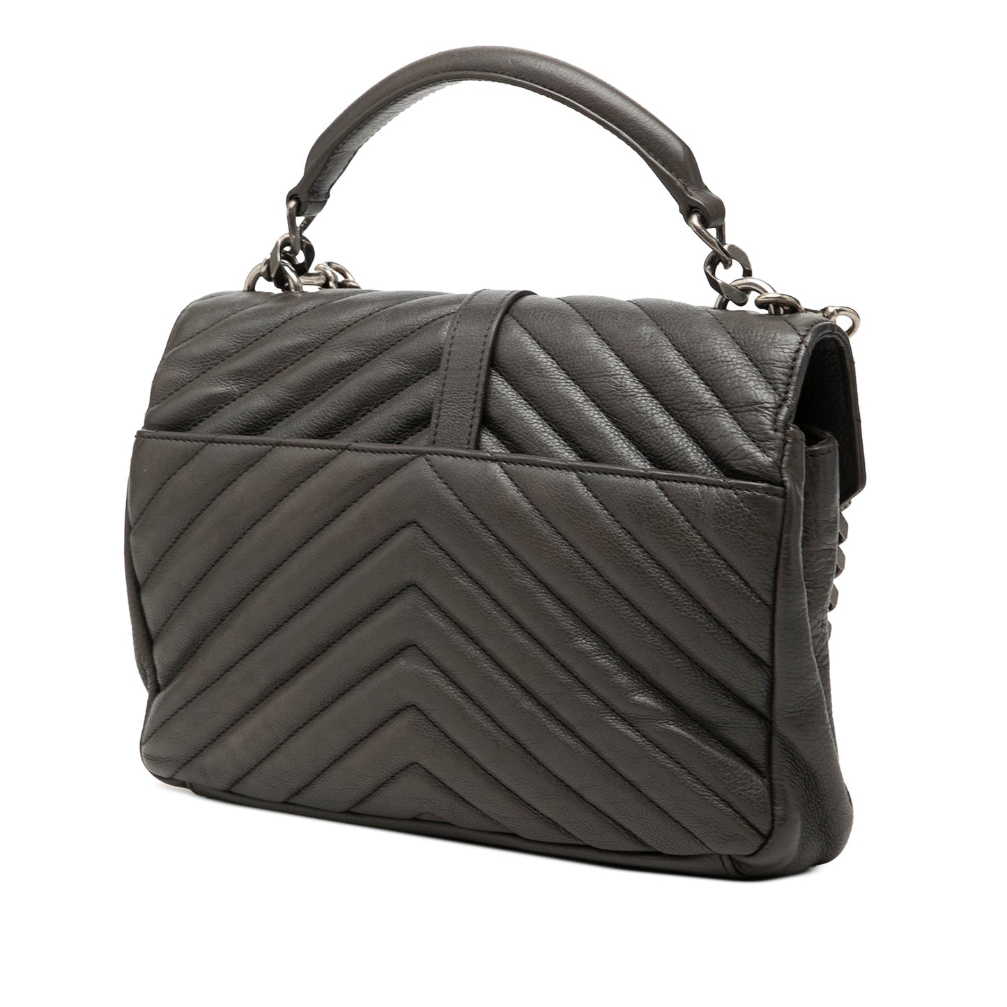 Saint Laurent Medium Chevron Sheepskin Monogram College Satchel
