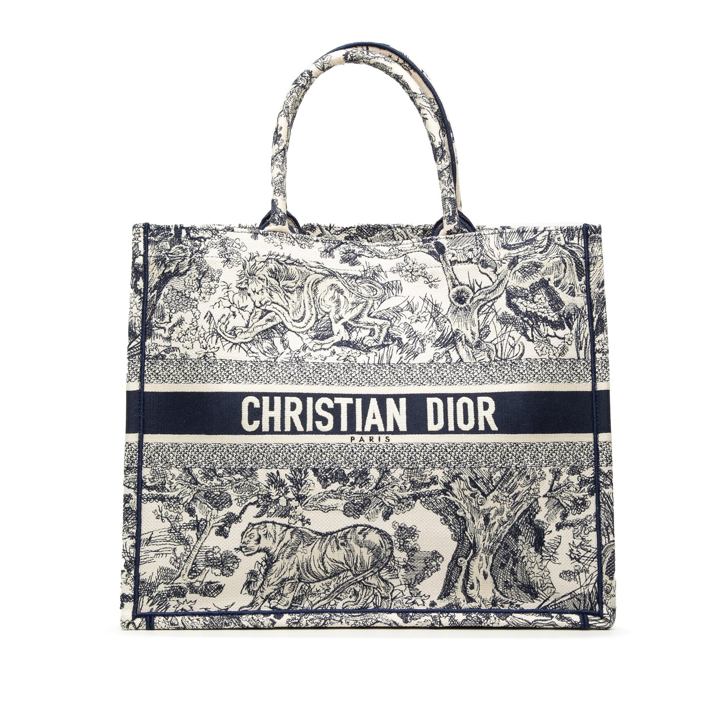 Dior Large Canvas Embroidered Dioriviera Toile De Jouy Book Tote