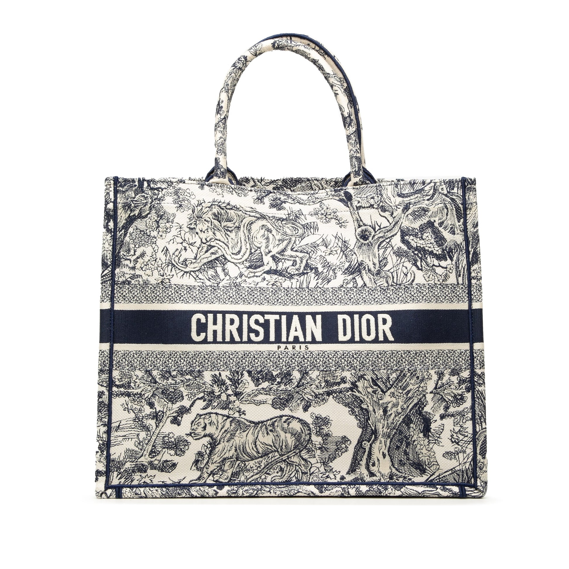 Dior Large Canvas Embroidered Dioriviera Toile De Jouy Book Tote