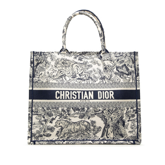 Dior Large Canvas Embroidered Dioriviera Toile De Jouy Book Tote
