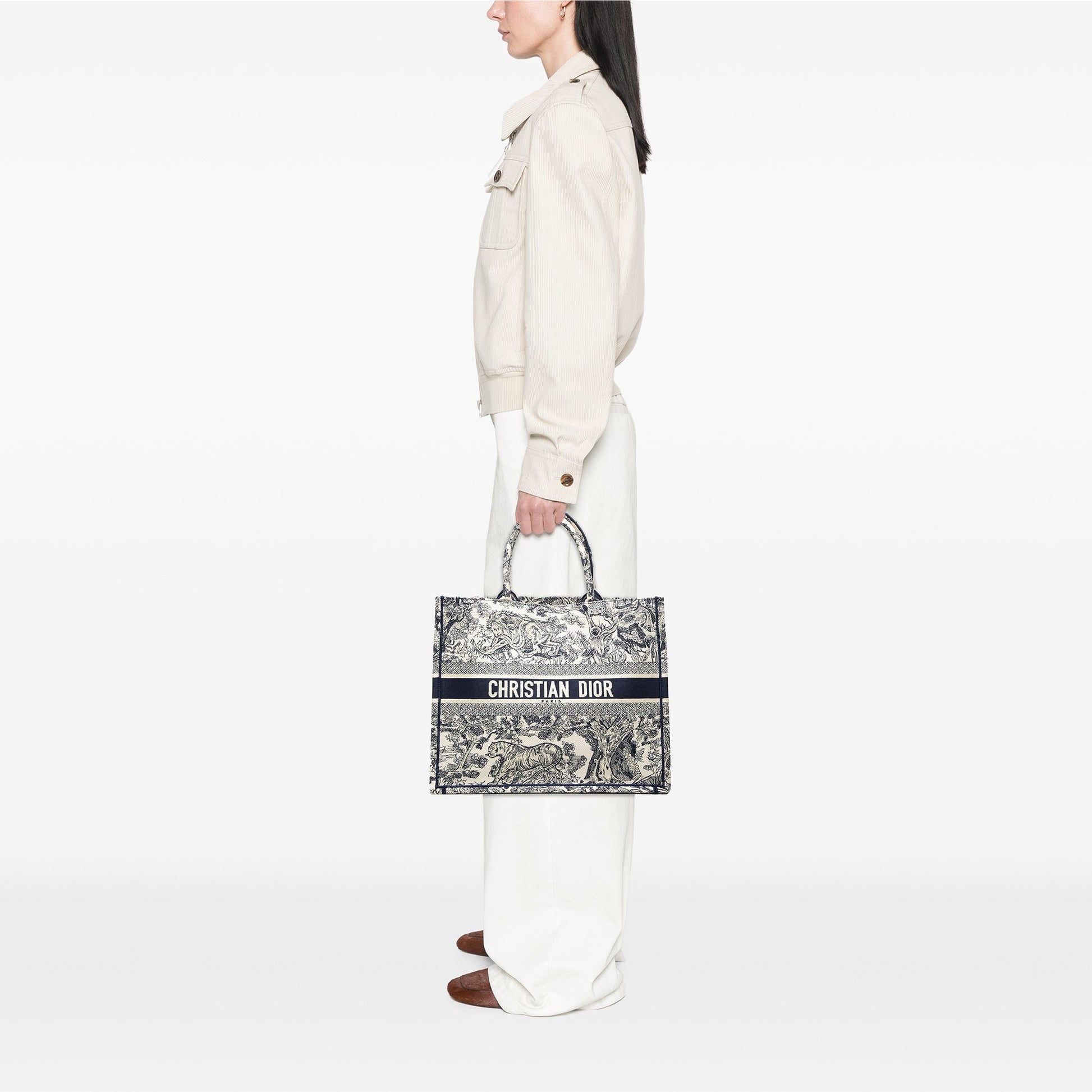 Dior Large Canvas Embroidered Dioriviera Toile De Jouy Book Tote