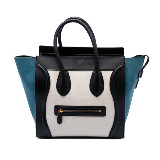 Celine Mini Tricolor Canvas and Leather Luggage Tote