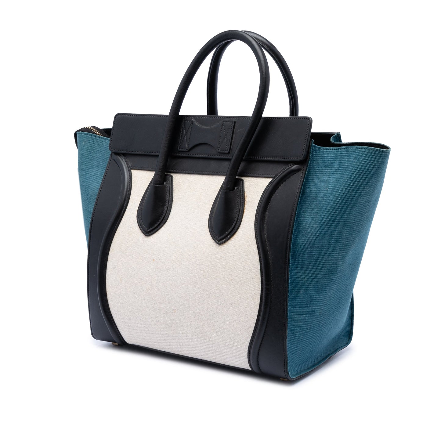 Celine Mini Tricolor Canvas and Leather Luggage Tote