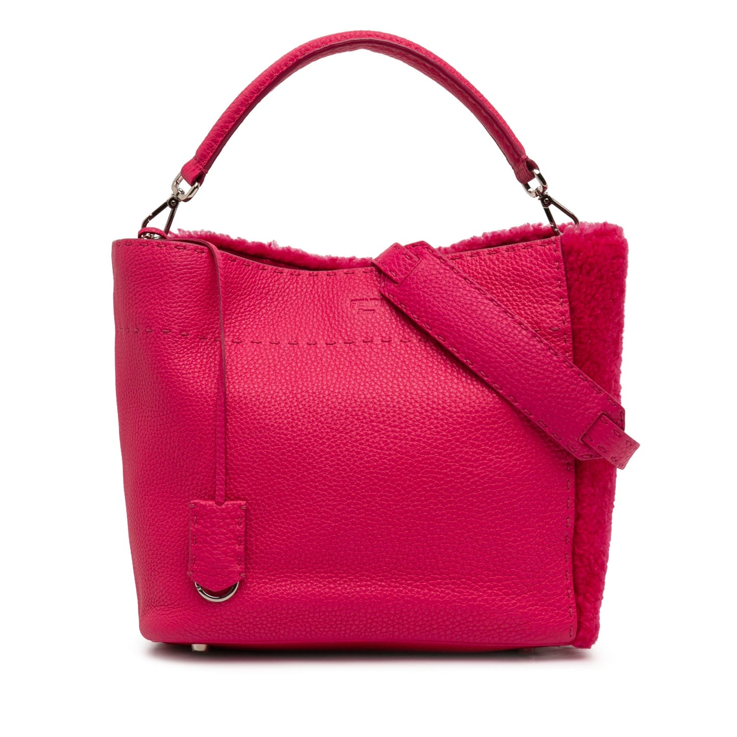 Fendi Leather and Shearling Selleria Anna Satchel