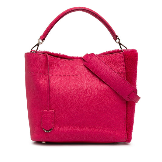 Fendi Leather and Shearling Selleria Anna Satchel