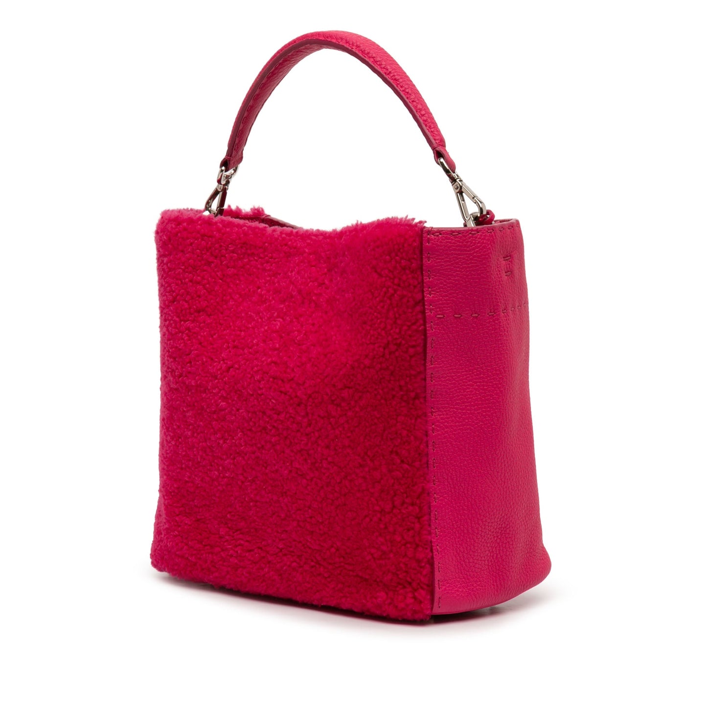 Fendi Leather and Shearling Selleria Anna Satchel