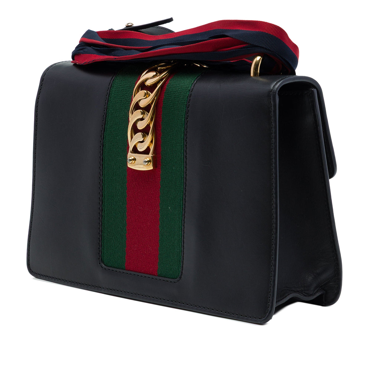 Gucci Small Calfskin Web Sylvie Satchel