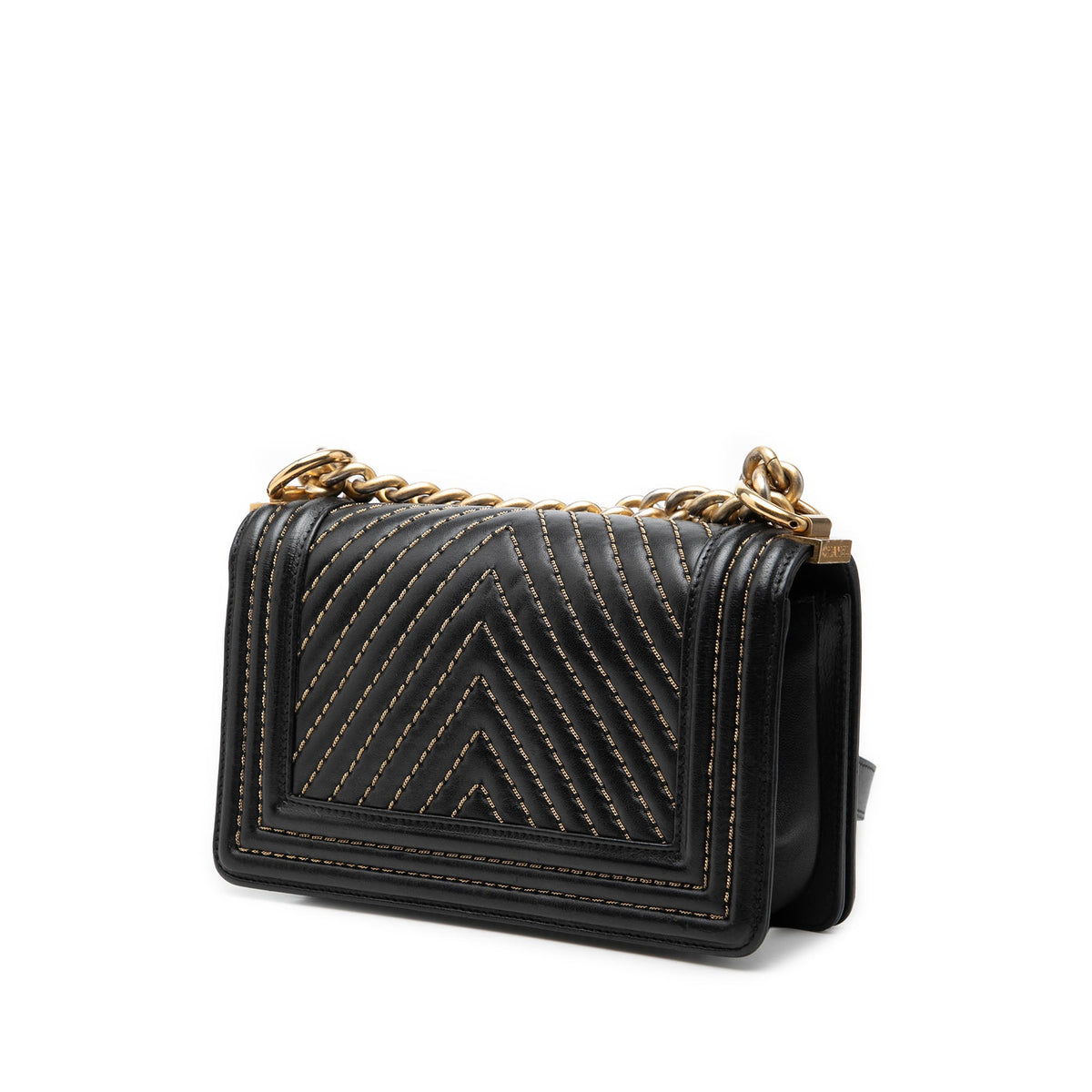 Chanel Small Chevron Lambskin Stitched Boy Flap
