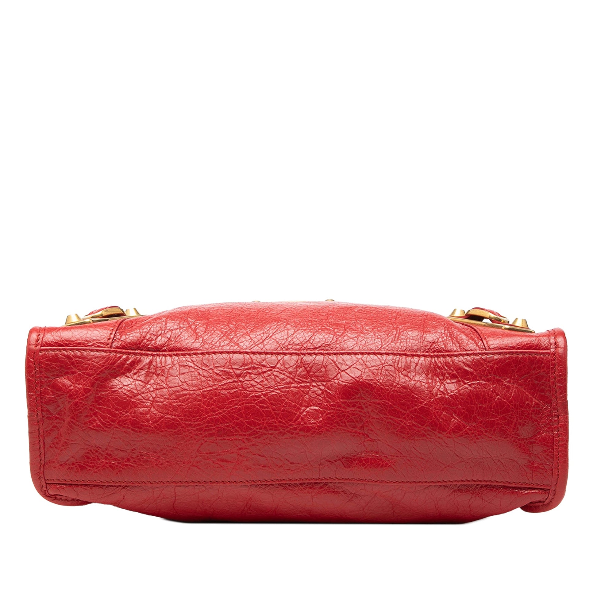 Small Lambskin Motocross Classic Metallic Edge City Satchel
