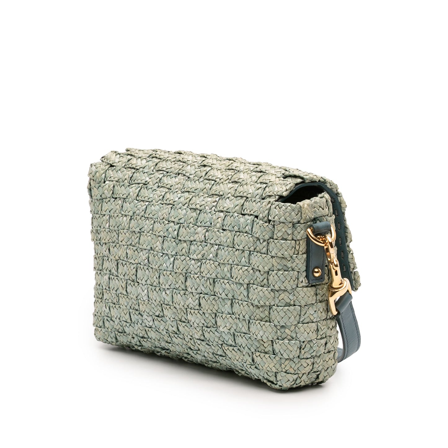 Dolce & Gabbana Leather Trimmed Woven Raffia Padlock Crossbody