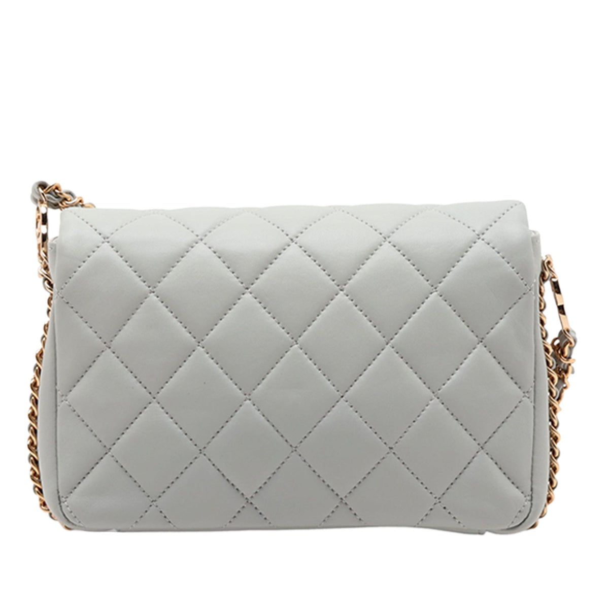 Chanel Mini Quilted Pearly Lambskin Pearl Flap — Gray