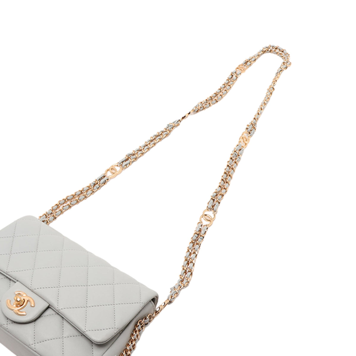 Chanel Mini Quilted Pearly Lambskin Pearl Flap — Gray