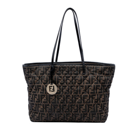 Fendi Medium Quilted Zucca Canvas Roll Tote