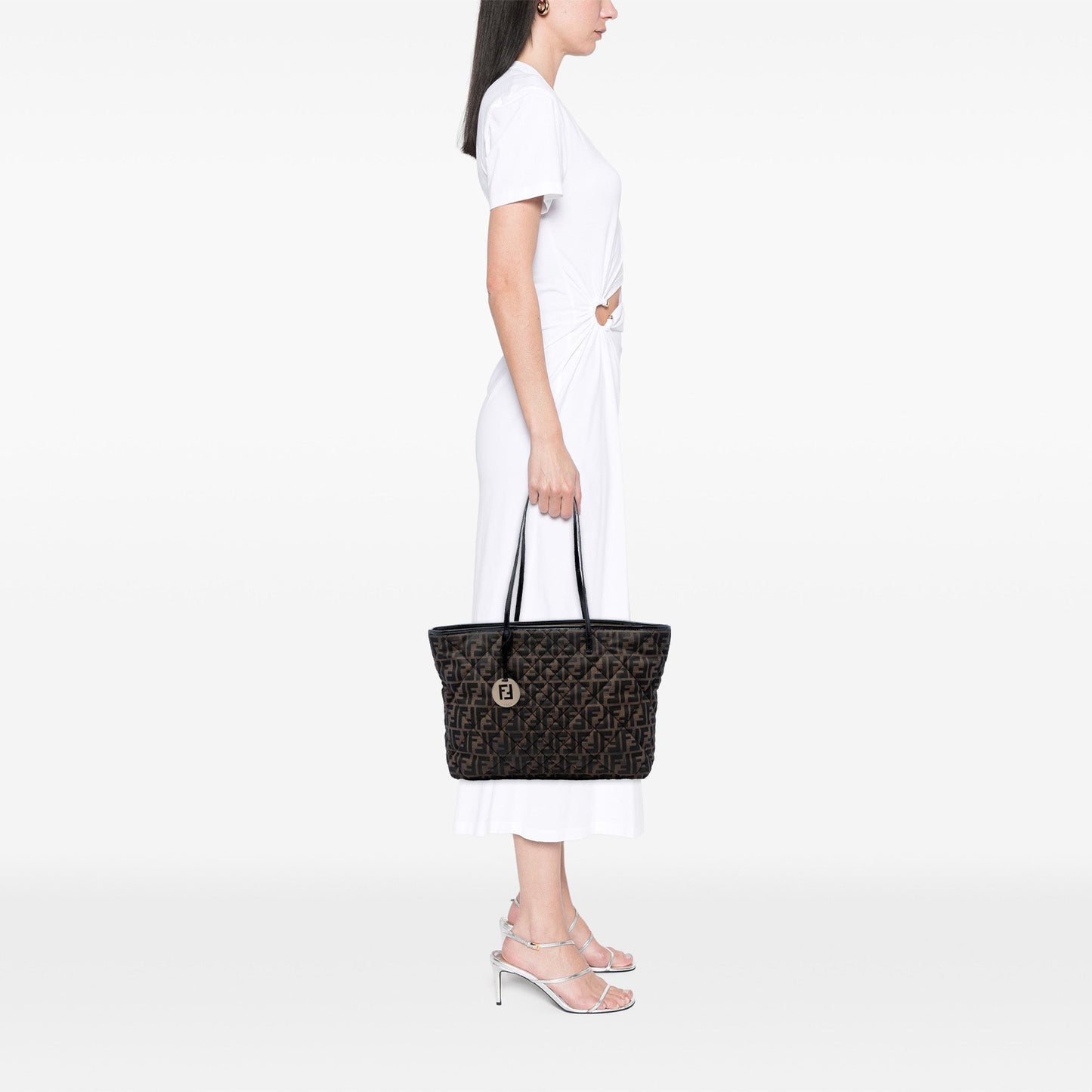 Fendi Medium Quilted Zucca Canvas Roll Tote