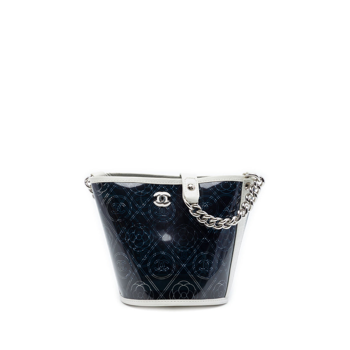 Chanel Small PVC and Crumpled Calfskin Camellia Coco Bucket Bag