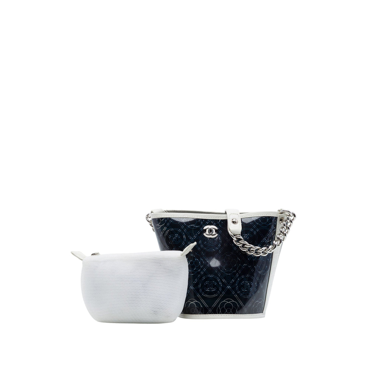 Chanel Small PVC and Crumpled Calfskin Camellia Coco Bucket Bag