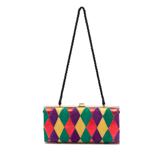 Miu Miu Multicolor Velvet Harlequin Minaudiere Clutch with Strap