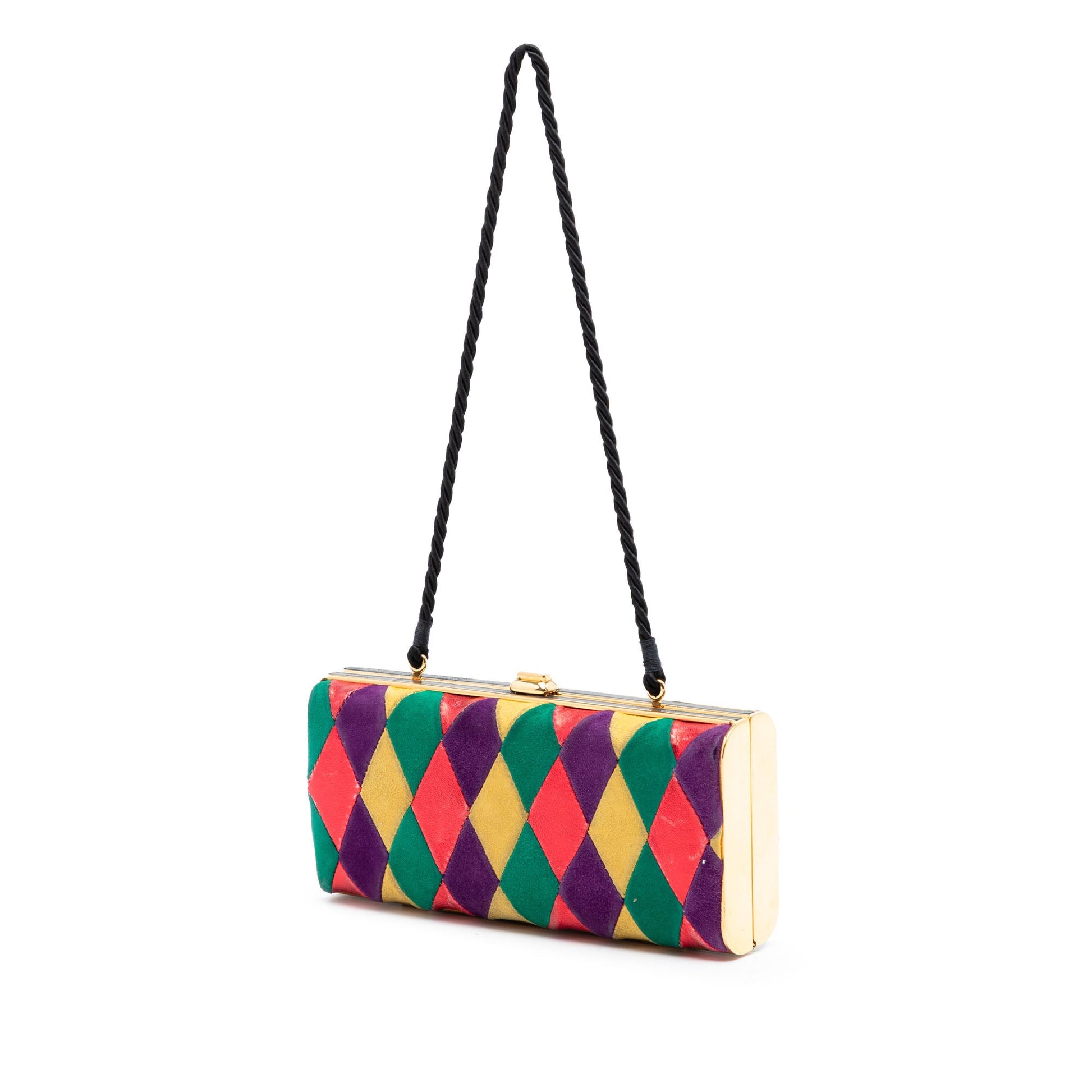 Miu Miu Multicolor Velvet Harlequin Minaudiere Clutch with Strap