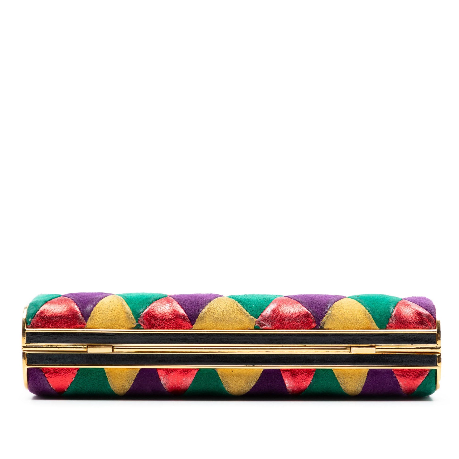 Miu Miu Multicolor Velvet Harlequin Minaudiere Clutch with Strap