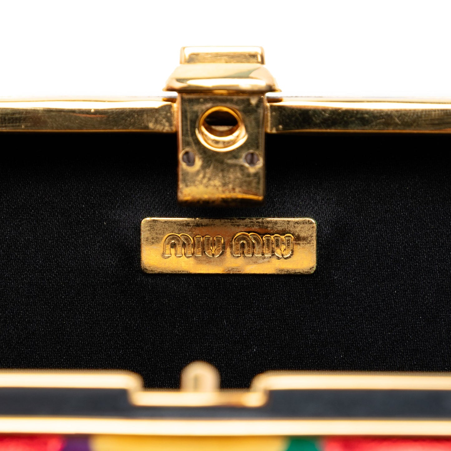 Miu Miu Multicolor Velvet Harlequin Minaudiere Clutch with Strap