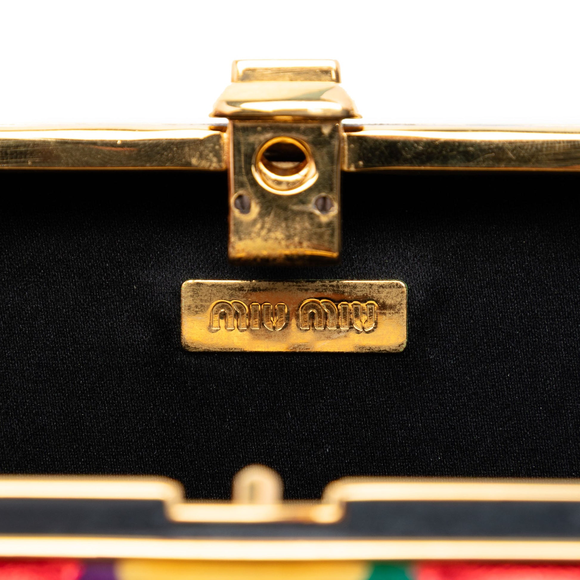 Miu Miu Multicolor Velvet Harlequin Minaudiere Clutch with Strap