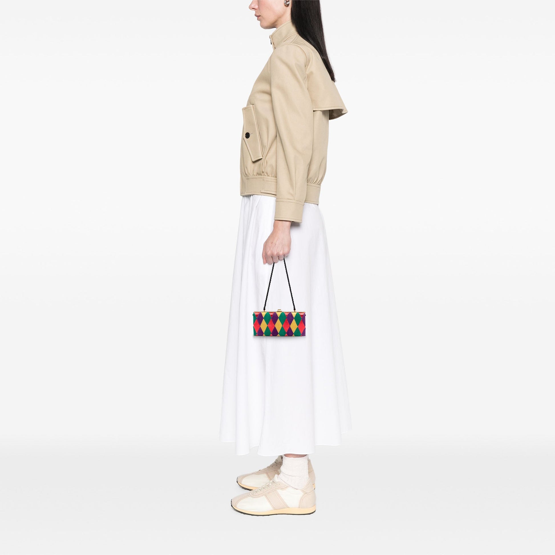 Miu Miu Multicolor Velvet Harlequin Minaudiere Clutch with Strap