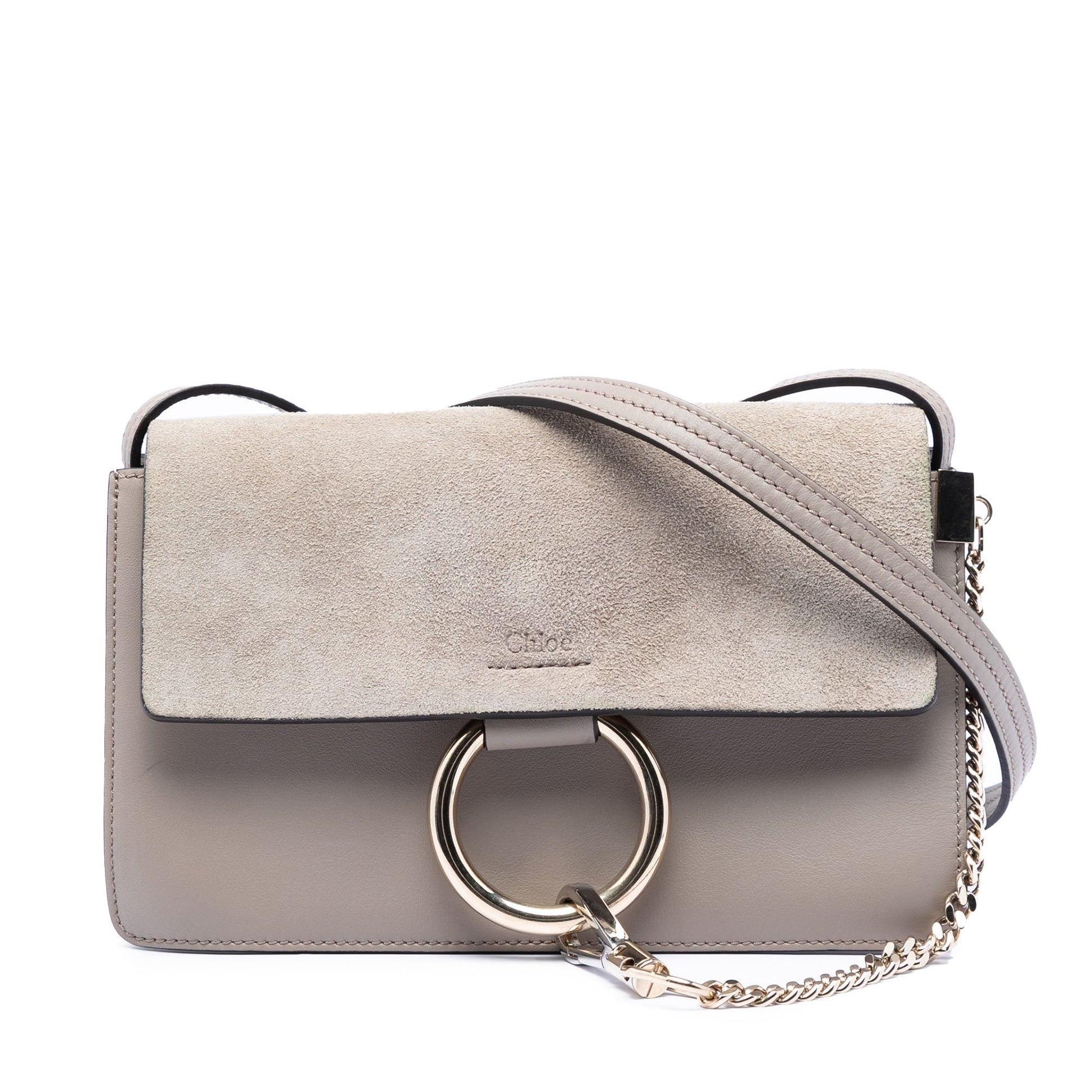 Small Suede and Calfskin Faye Crossbody