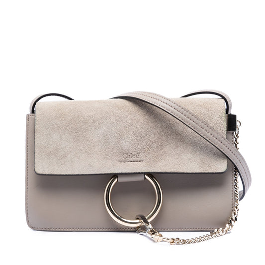 Small Suede and Calfskin Faye Crossbody
