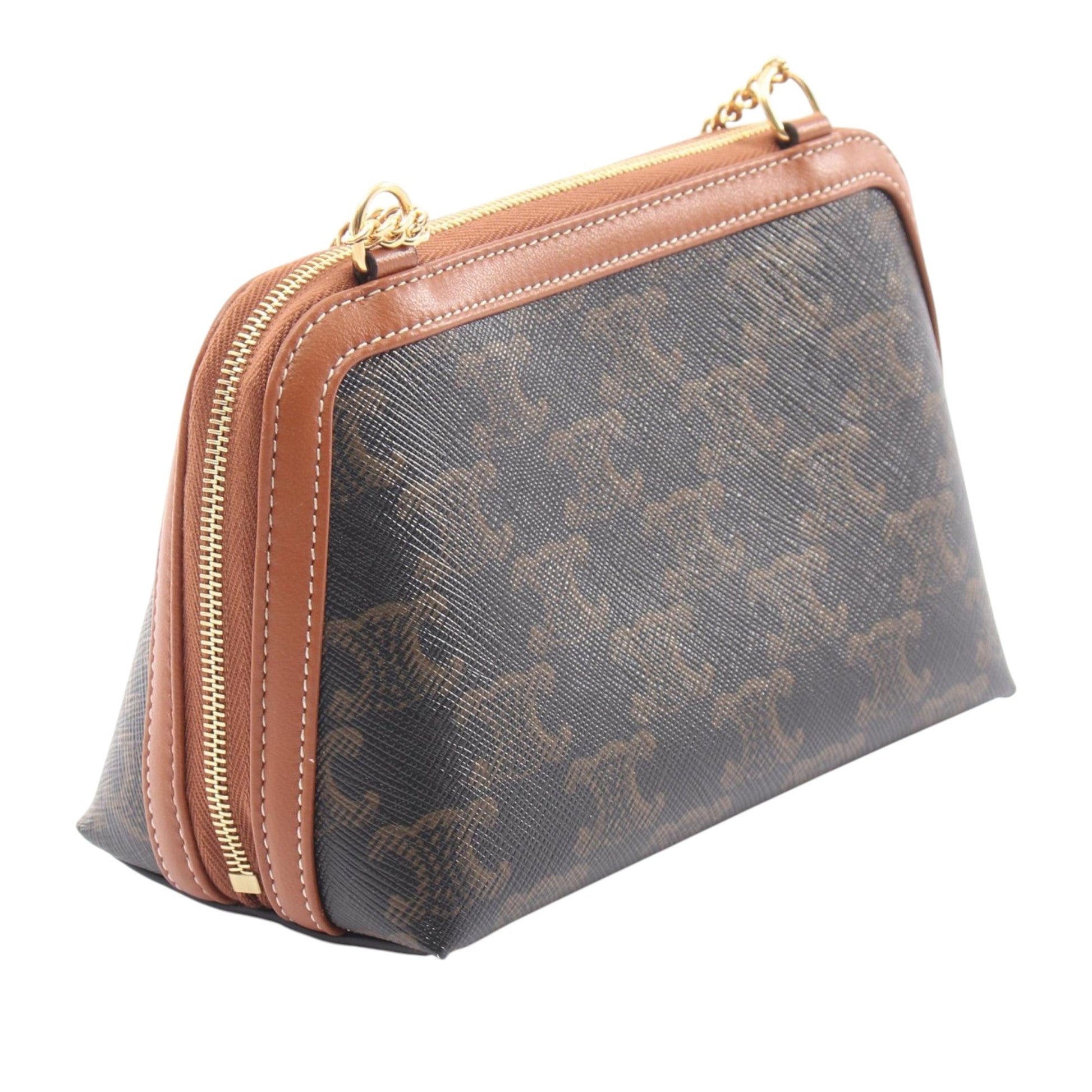 Celine Triomphe Coated Canvas Clutch On Chain