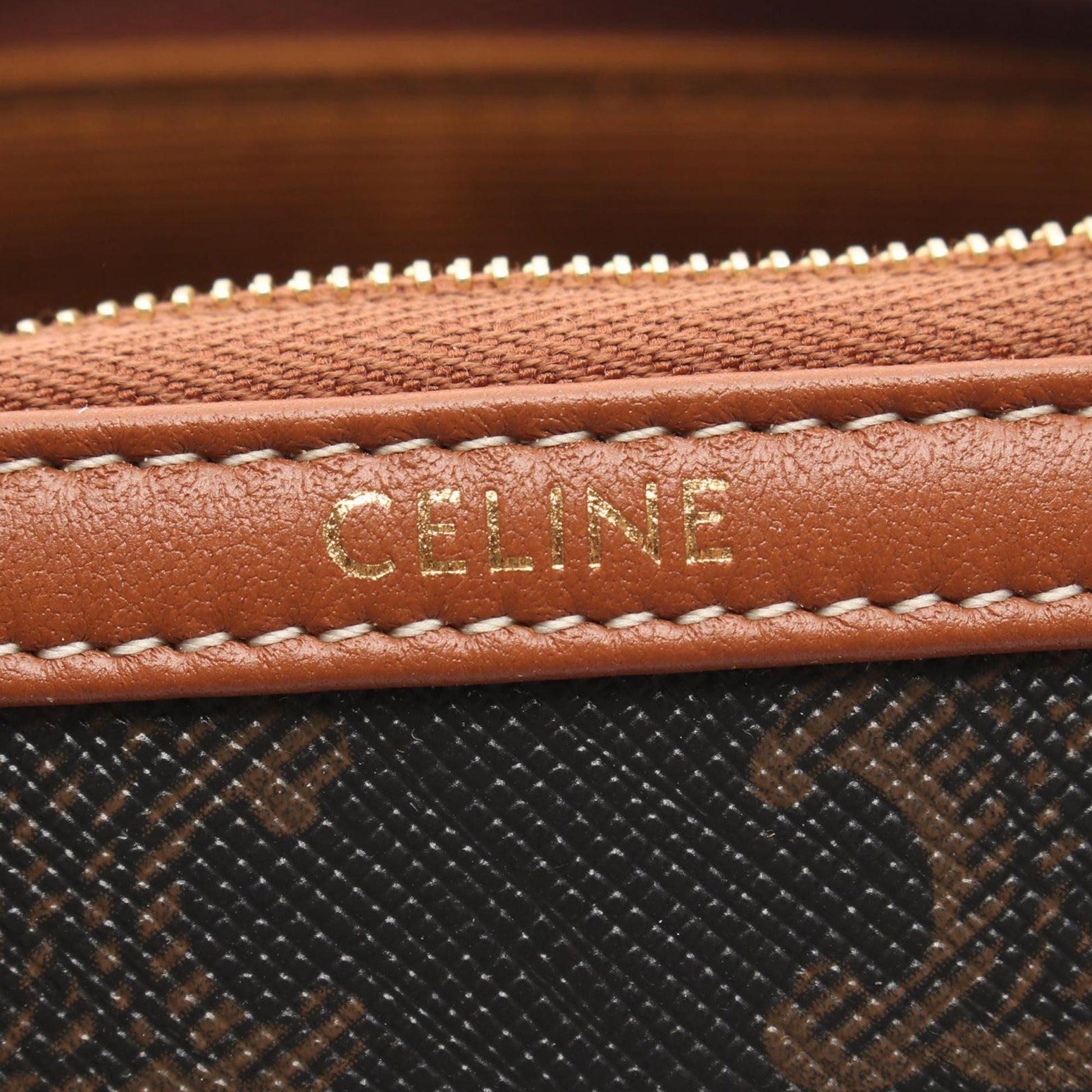 Celine Triomphe Coated Canvas Clutch On Chain