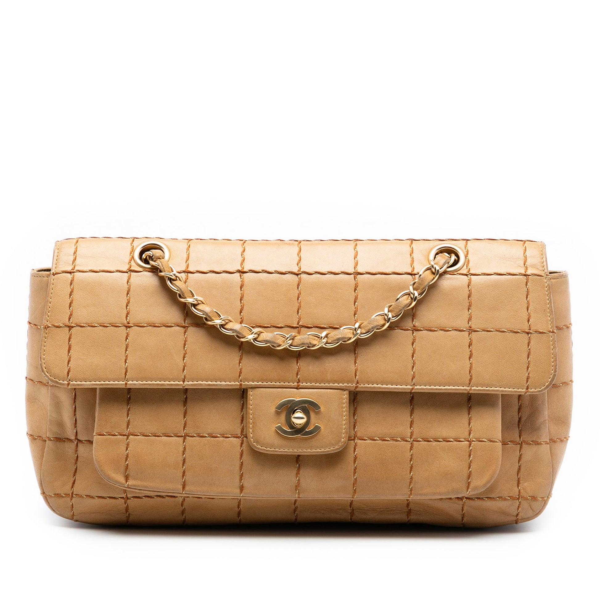 Chanel Chocolate Bar Lambskin Wild Stitch Chain Flap