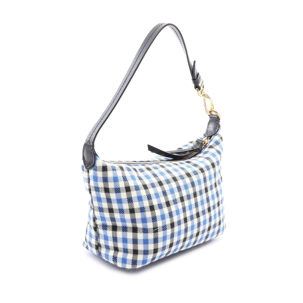 Miu Miu Gingham Canvas Handbag — Blue