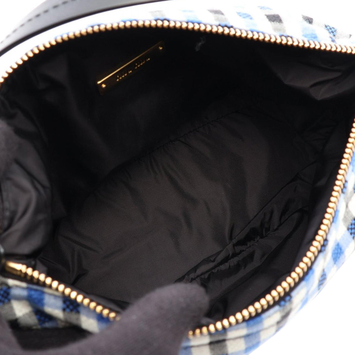 Miu Miu Gingham Canvas Handbag — Blue