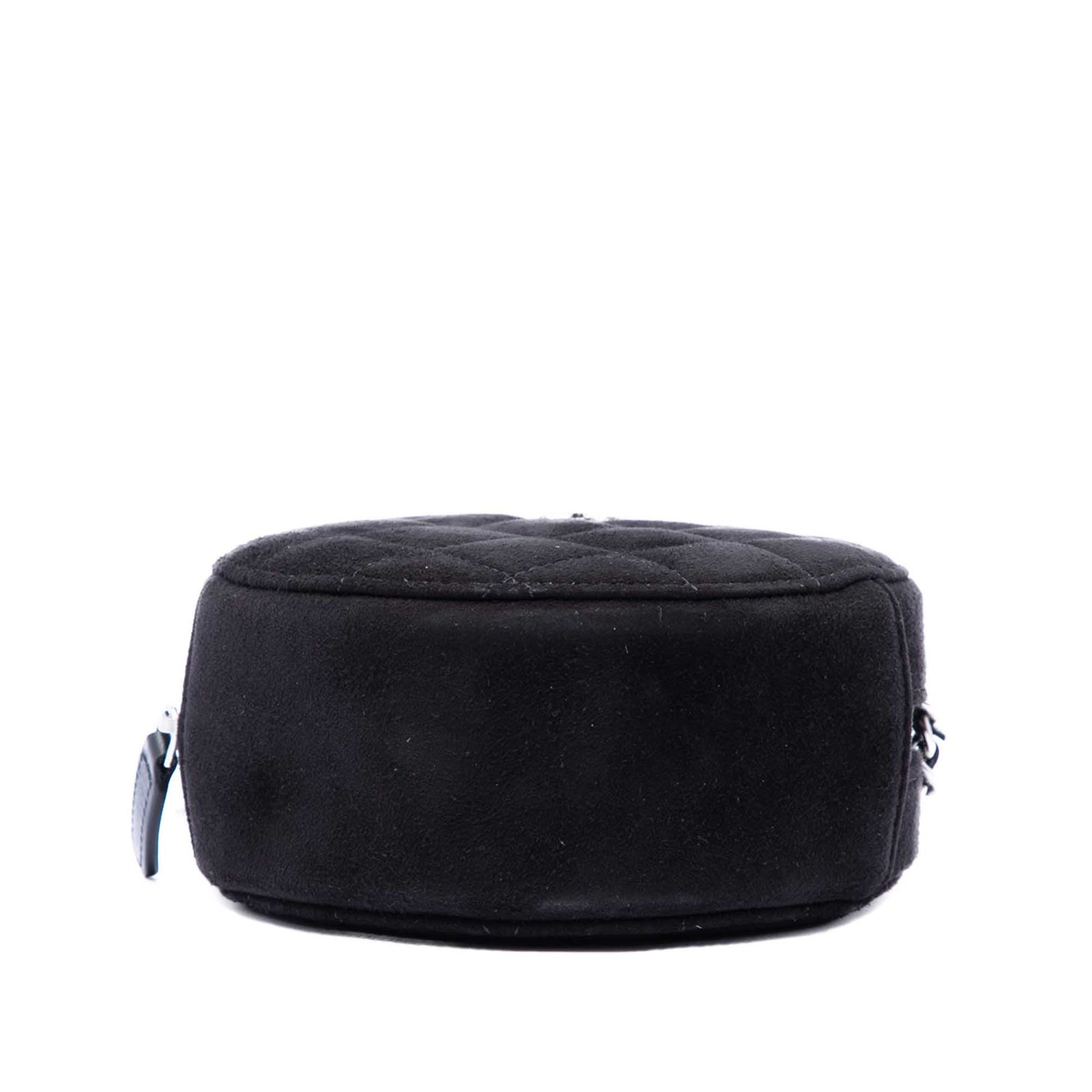 Chanel Quilted Suede Cocostellar Round Clutch with Chain
