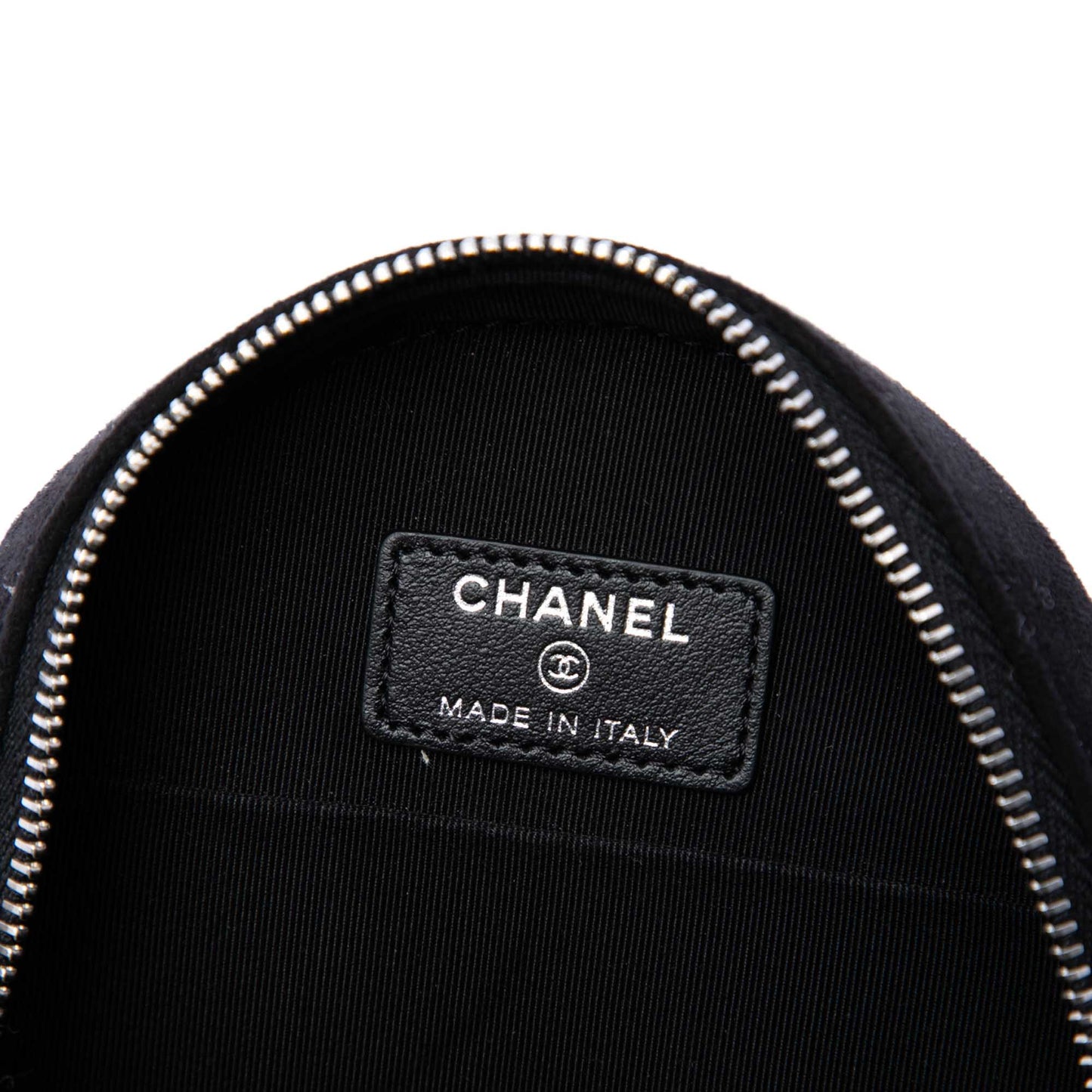 Chanel Quilted Suede Cocostellar Round Clutch with Chain