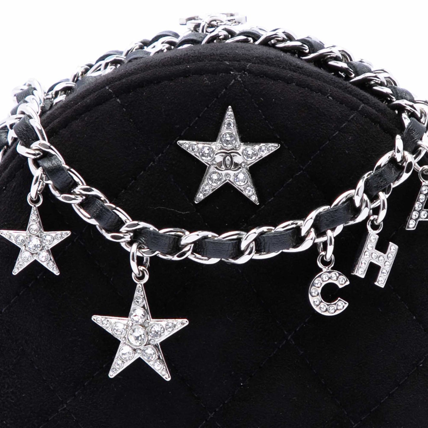 Chanel Quilted Suede Cocostellar Round Clutch with Chain