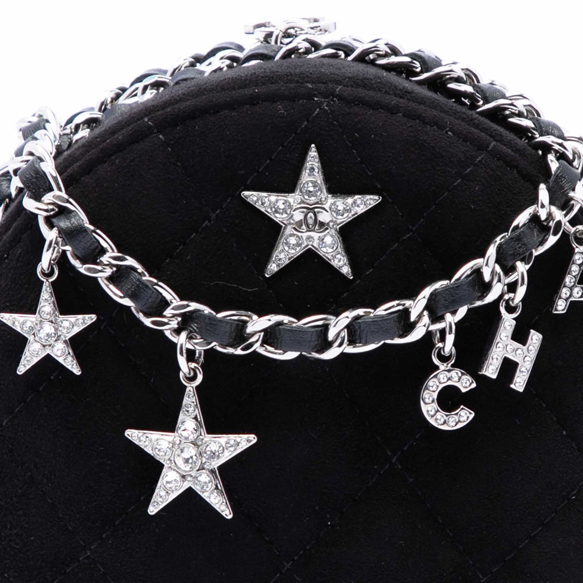 Chanel Quilted Suede Cocostellar Round Clutch with Chain