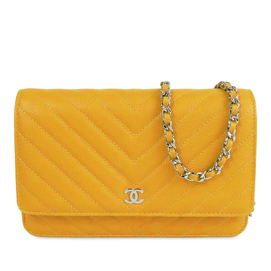 Chanel CC Chevron Caviar Wallet On Chain
