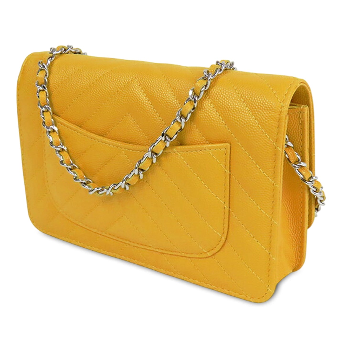 Chanel CC Chevron Caviar Wallet On Chain